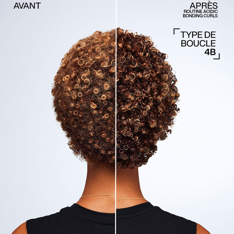 Avant / apr&egrave;s utilisation de la routine Acidic Bonding Curls sur une boucle de type 4B